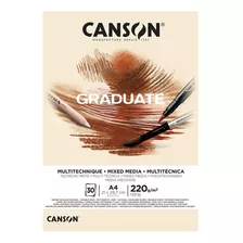 Bloque Multitécnico Canson Graduate, Tamaño A4, 220 G, 30 Hojas, Color Crema