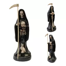 Escultura En Resina De La Santa Muerte Preparada 20cm 