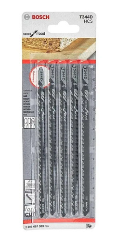 Hoja Sierra Caladora Bosch T344d Madera Corte Rapido X 5u