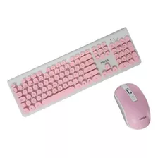 Kit Teclado Y Mouse Rosa Con Cable Usb Apto Notebook O Pc Color Del Mouse Rosa Con Blanco Color Del Teclado Rosa Con Blanco