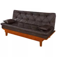 Sofa Cama Caribe Courino Couro Sintetico Essencial Estofados Cor Marron