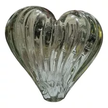 Escultura Murano Decorativo Coração Transparente 14cm