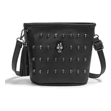 Bolsa Feminina Preta Diagonal Skull De Um Ombro