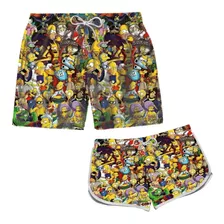 Short Praia Kit Feminino Masculino Simpsons Stickerbomb