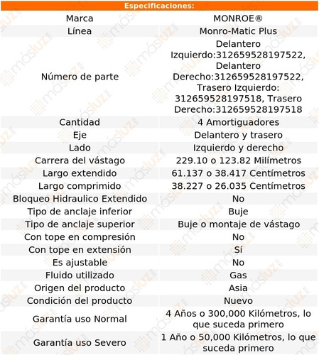 Kit 4 Amortiguadores Gas Monro-matic Plus Sierra 3500 01/06 Foto 3