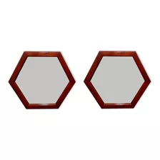 Juego De 2 Espejos De Madera Forma Hexagonal