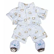 Teddy Mountain Blue Monkey Pijama Con Pantuflas Conjunto Ted