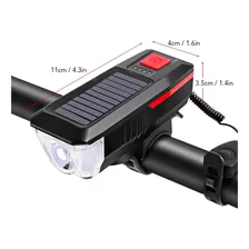 Luz Led Delantera Para Bicicleta Solar Recargable Con Bocina Color Azul