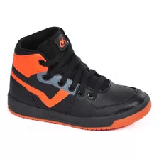 Tenis Via Vip Cano Alto Infantil Vv3802 Preto/laranja 25/36