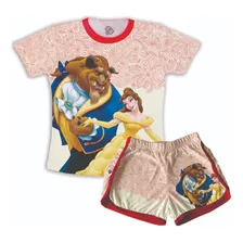 Pijama Confortável Feminino Infantil/adulto Bela E A Fera 