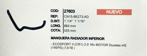 Manguera Radiador Superior Ford Ecosport 2.0 16v 13/18   Foto 10