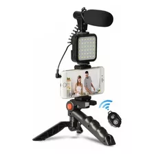  Video Making Kit, Trípode, Luz Led Y Micrófono. Mod Ay-49g