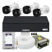 Kit Cftv 4 Cameras Full Hd Dvr Intelbras 3008c 1tb Wd Purple