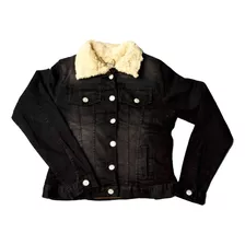 Carola Denim Jacket Invierno Chamarra Borrega Color Negro