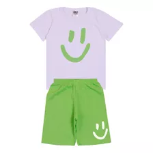 Conjunto Infantil Menino Masculino Camiseta Bermuda Moleton