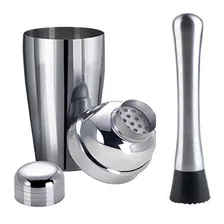 Coqueteleira Bar Inox 750ml + Socador Inox Envio Já