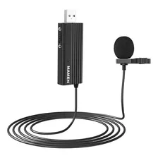 Microfone Lapela Usb Mamen Mic-u1 Omnidirecional P/ Notebook Cor Cinza-escuro