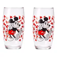 Kit 2 Copo De Vidro Disney 300ml Minnie Ou Mickey Flor Avon