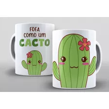 Caneca Cacto Fofa, Frase Divertida, Verde