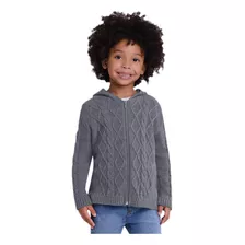 Jaqueta Infantil Zíper Tricot Trançado Mescla Grafite Milon