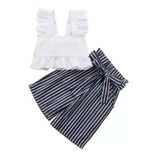 Conjunto Infantil Top Cropped E Pantacourt Listrada Minidiva