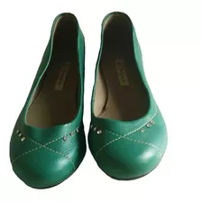 Toreritas Dama Sifrinas Zapatos Cuero Verde Talla 38