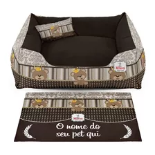 Cama Cachorro Gato Pet Tam 60x60 + Jogo Americano Pet 33x50 Cor Ursinho Príncipe