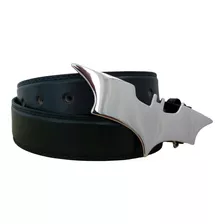 Cinturón De Piel Hebilla Batman Cromado 40mm