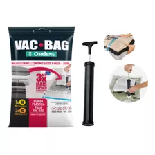 Saco Vac Bag Organizador Roupa Edredom 1 M E 2 G + Bomba