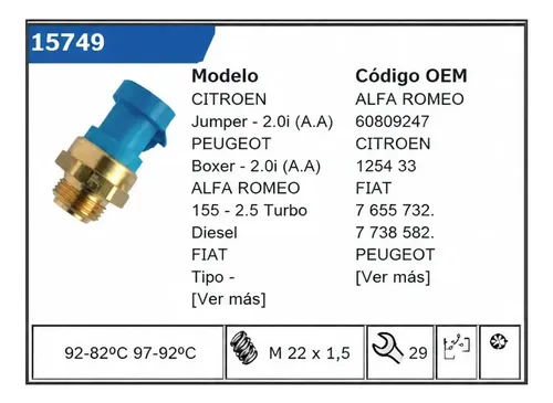 Bulbo Temperatura Electroventilador Fiat Tipo 1.6
