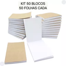 Kit 50 Bloco Anotacoes Rascunho Comanda Bar 10x7cm 50 Folhas Cor Branco