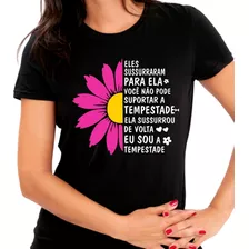 Camiseta Baby Look Preta Eu Sou A Tempestade