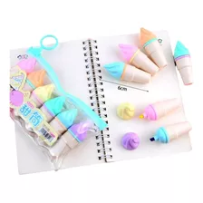 1 Kit Mini Marca Texto 6 Cores Sorvetinho Sorvete Casquinha