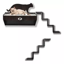 Cama Suspensa Para Gatos De Parede Kit Playground Madeira