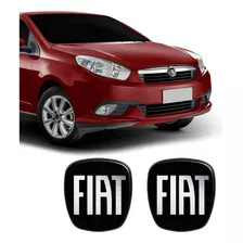 2 Adesivos Emblema Fiat Preto Black Grand Siena 2012/2019