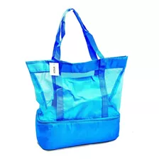 Bolsa Azul Bebê Praia E Piscina Térmica Com Tela Nylon Alça 