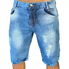 Bermuda Masculina Sm Lycra Rasgada Slim Sarja Jeans 2024