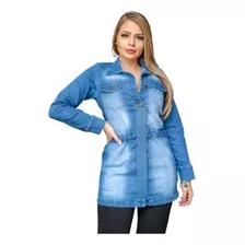 Jaqueta Parka Sobretudo Jeans Feminina Moda Brás