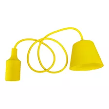 Kit 2 Luminaria Pendente Silicone Amarelo Soquete E27 Bivolt
