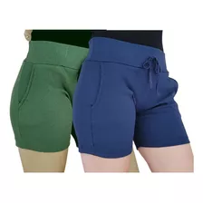 2 Shorts Bermuda Feminino Ribana Fitness Treino Academia Top