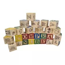 Juguete Didáctico Cubo Madera Letras Números Figuras