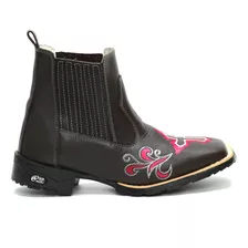 Bota Country Feminina Cano Curto Country Botina Couro 