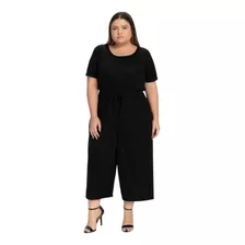 Macacão Pantacourt Preto Plus Size Soltinho Evangélico Festa