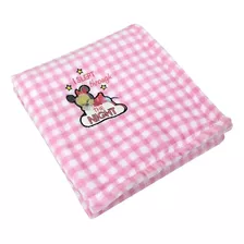 Manta Menina Bebê Minnie Bordado Baby Quentinha Jolitex Cor Rosa Minnie Dormindo