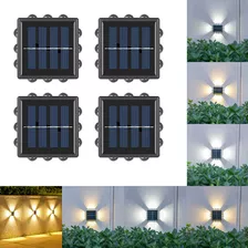 4x Arandela Solar 4 Focos Parede Slim 12 Fachos Led Externa