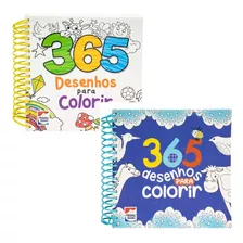 Combo Dos Livros 365 Desenhos Para Colorir - Capa Azul E Branca 