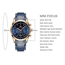 Relojes Luminosos De Cuero Mini Focus Para Hombre De Negocios, Color Negro/plateado