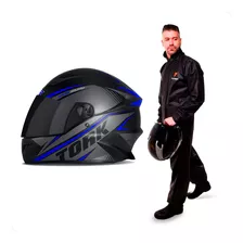 Capacete Moto Pro Tork R8 Air Fosco Azul/preto Capa De Chuva