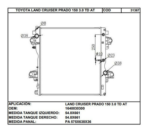 Radiador Toyota Prado Txl/land Cruiser 09/13 Automatica Lami Foto 2