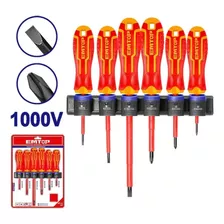 Set 6 Destornilladores Emtop 1000v Industrial Pl Y Ph Cr-v